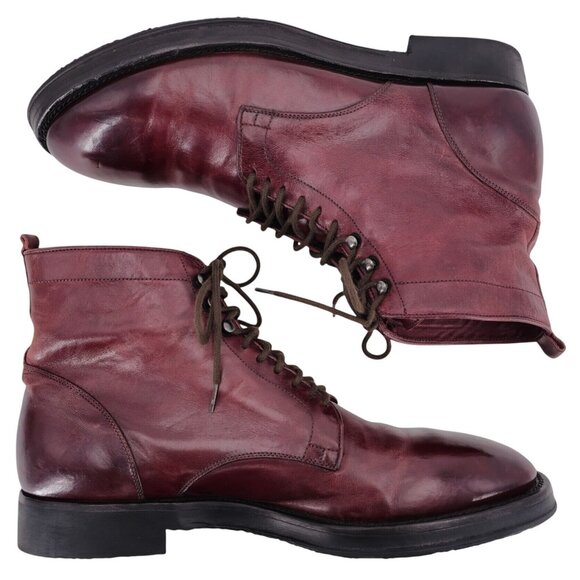 Alberto Fasciani Italy Burnished Burgundy Combat Boots Mens 9 Casual Dress Boots - Picture 7 of 14